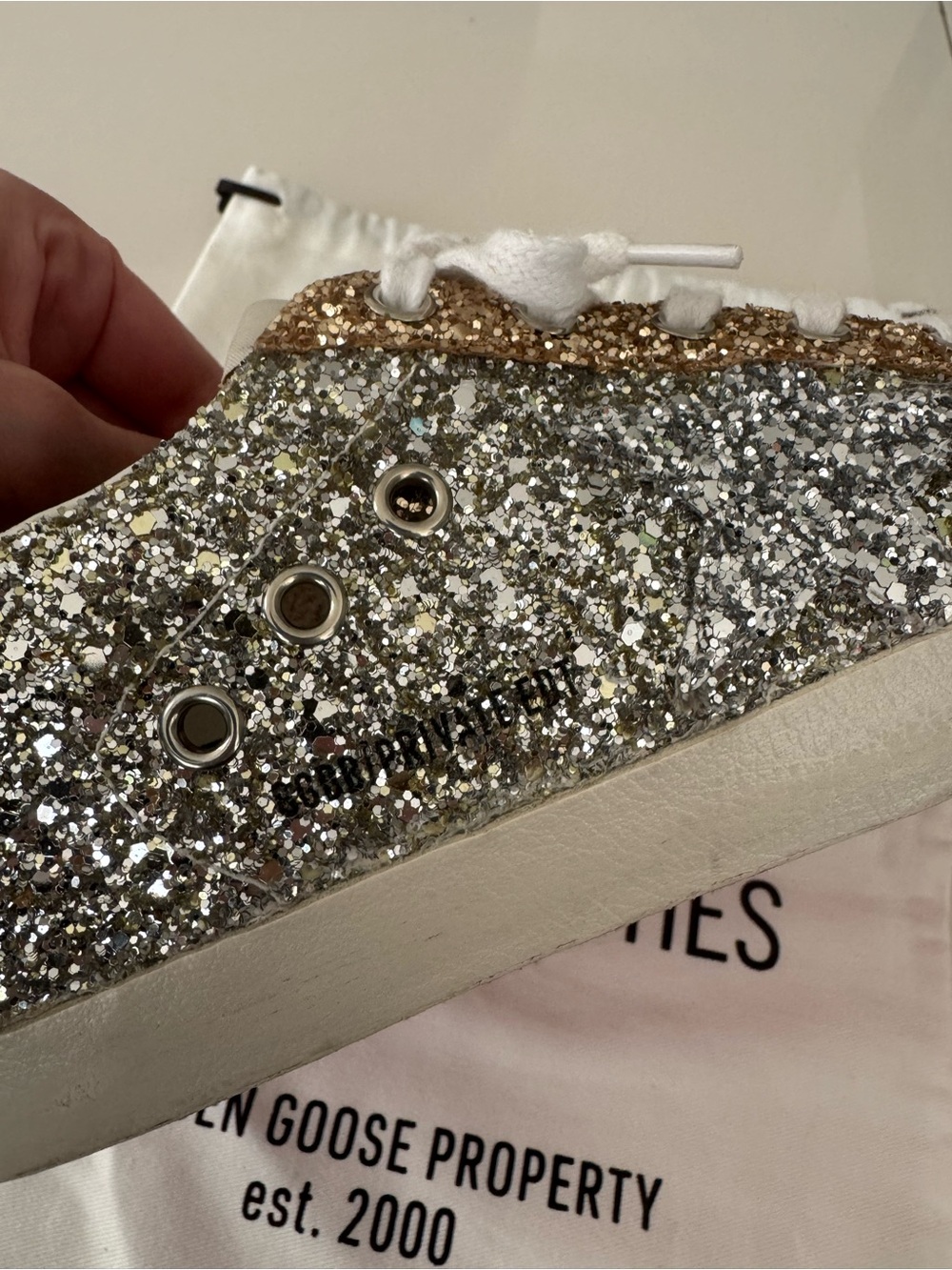Golden Goose Superstar Bicolor Glitter Sneakers - Picture 6 of 9